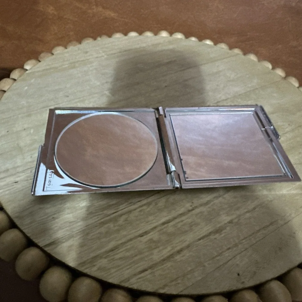 Quality Vintage Compact MIRROR Heavy Silver Plated Hong Kong FLAT